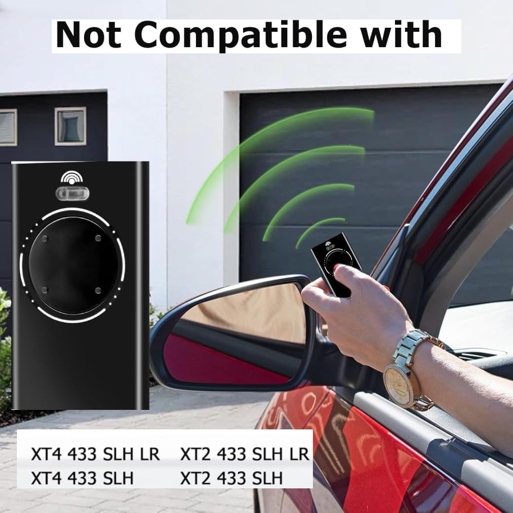 2PCS 868MHZ Garage Door Garage Remote, Hand Transmitter, 4 Channels, Compatible with FAAC XT4 868 SLH LR, XT4 868 SLH, XT2 868 SLH, XT2 868 SLH LR,Black