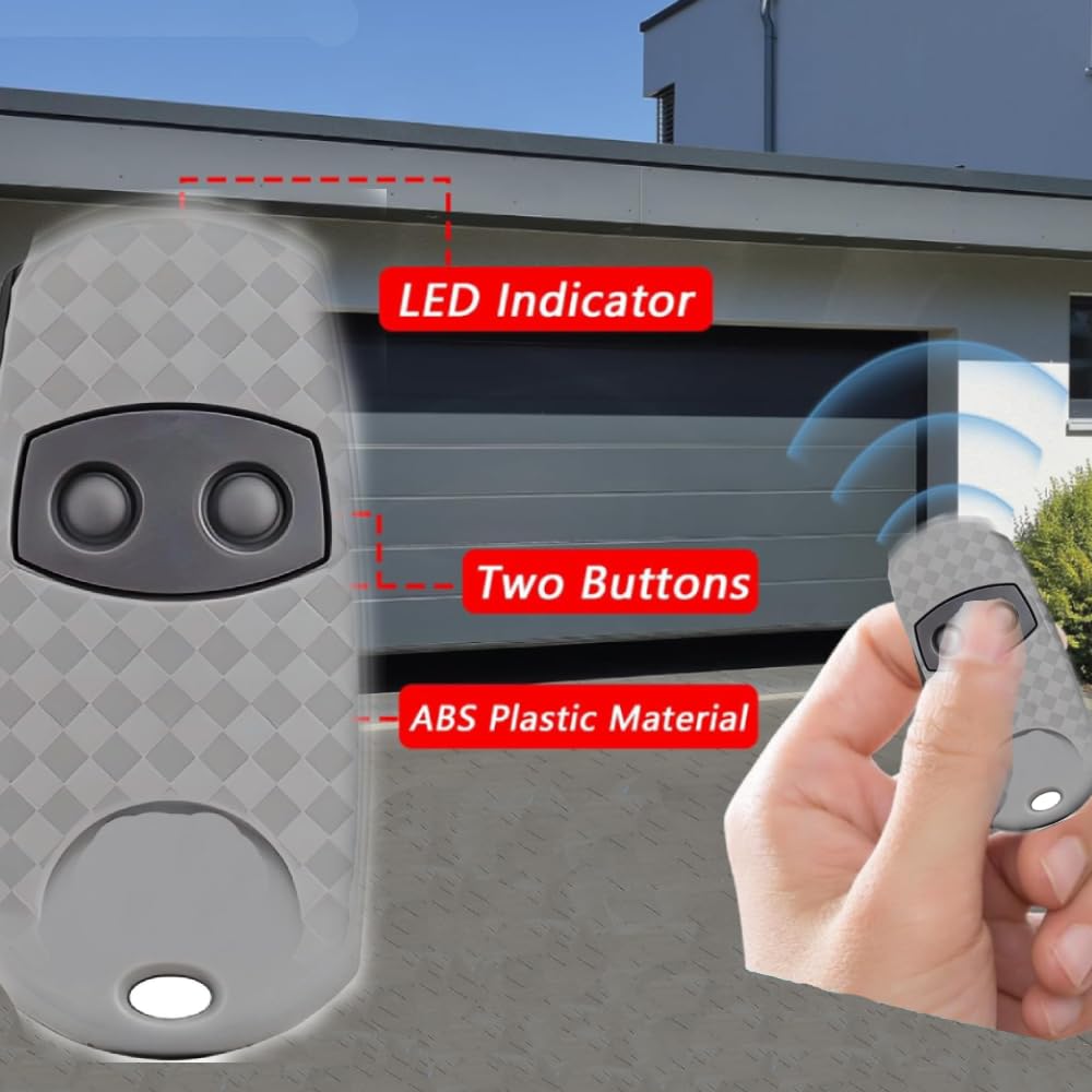 2 Pcs Garage Door Remote Control Key 433.92MHZ, 2 Boutons, Universal Gate Fob Remote Compatible with CAM TOP-432EE, TOP-432EV,TOP432-NA