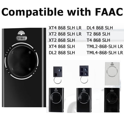 3PCS 868MHZ Garage Door Garage Remote, Hand Transmitter, 4 Channels, Compatible with FAAC XT4 868 SLH LR, XT4 868 SLH, XT2 868 SLH, XT2 868 SLH LR,Black