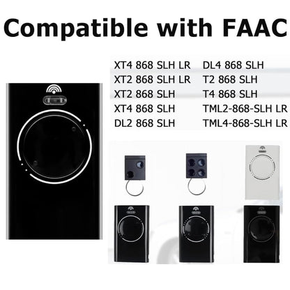 3PCS 868MHZ Garage Door Garage Remote, Hand Transmitter, 2 Channels, Compatible with FAAC XT4 868 SLH LR, XT4 868 SLH, XT2 868 SLH, XT2 868 SLH LR,Black
