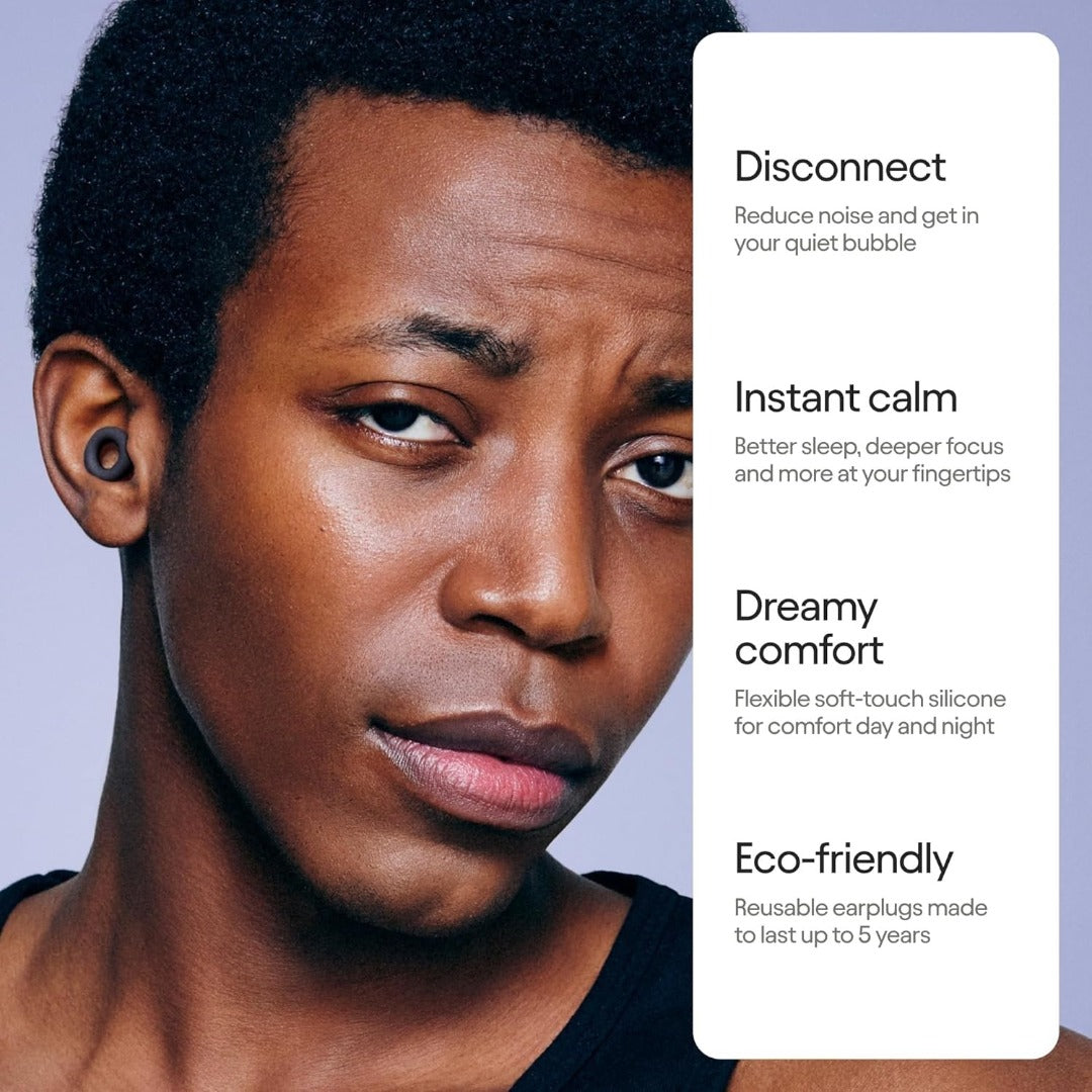 Carsine Ear Plugs ¨C Ultra-Comfy Reusable 24dB (SNR) Noise-Reducing Earplugs for Sleep, Deep Focus, Travel, Noise Sensitivity, Flexible Hearing Protection, Customizable Fit Black