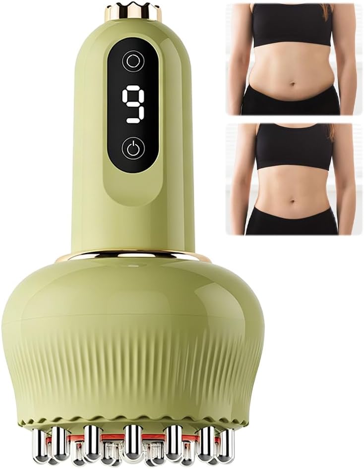 Lymphatic Drainage Massager, Cellulite Massager Tool with 9 Gear Adjustable, Lymphatic Drainage Machine, Body Sculpting and Reduces Stretch Marks, Cellulite Machine for Legs, Arms and Belly (Green)