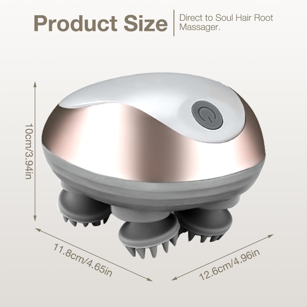 Electric Scalp Massager, 3 Modes Head Massager Scalp Hair Growth with 96 Silicone Contact, Handheld Cordless Hair Growth Brush for Stress Relax for Head Neck Leg Body