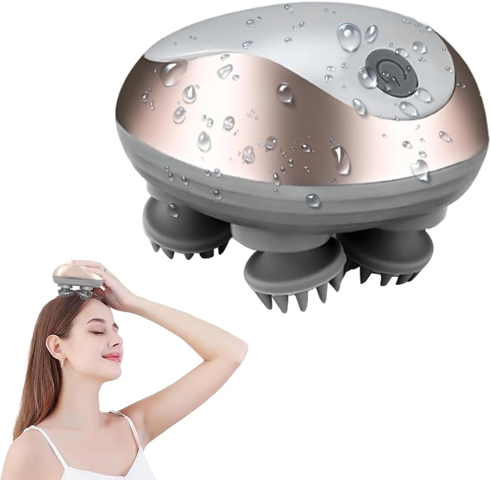 Electric Scalp Massager, 3 Modes Head Massager Scalp Hair Growth with 96 Silicone Contact, Handheld Cordless Hair Growth Brush for Stress Relax for Head Neck Leg Body