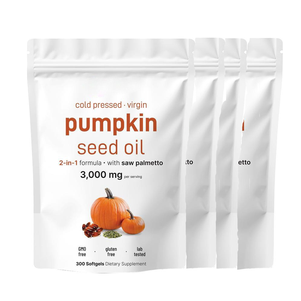 Pumpkin Seed Oil with Saw Palmetto Capsules |300 Count| 33 in 1 Vitamin C D3 B12 E A, Castor, Zinc, Biotin, Iron, Peppermint | Hair Growth & DHT Blocker for Women Men