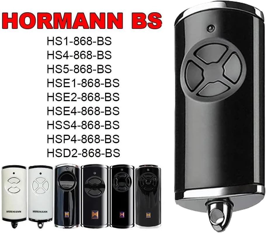 868,3 BS MHz - Télécommande de porte de garage - Compatible avec Hörmann bs HSM4 HSE2 HS1 HS4 HSZ1 HSZ2 (black4 button)