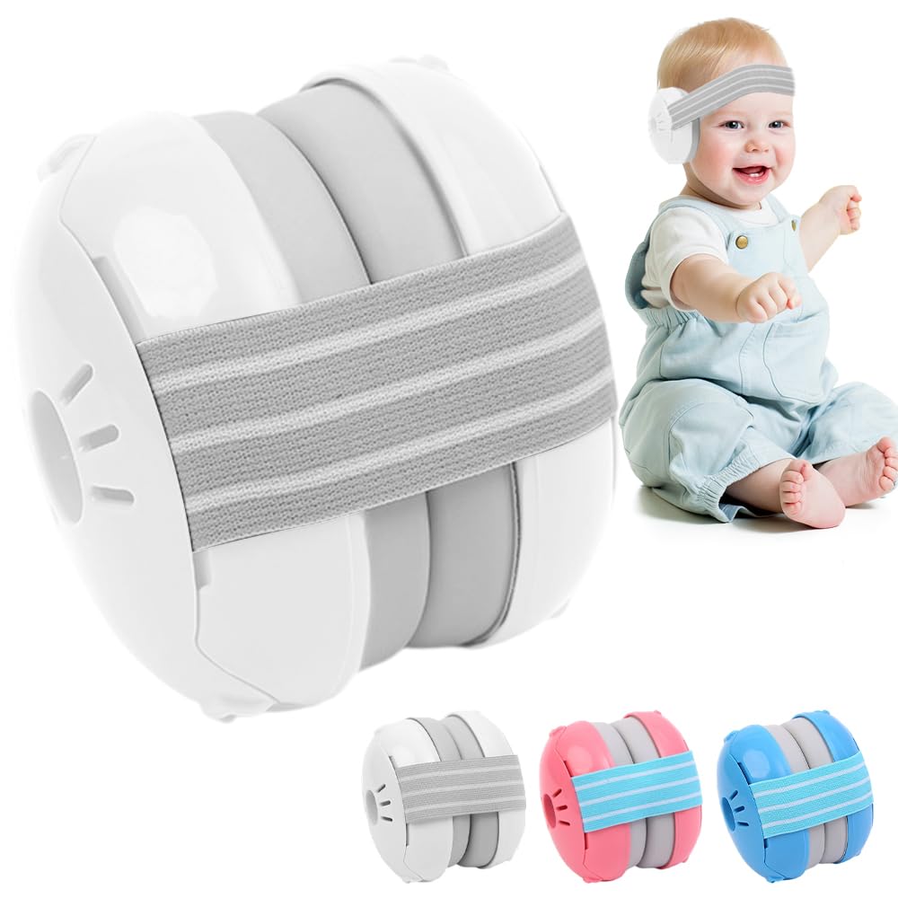 Baby Ear Defenders for 0-36 Months, Baby Earmuffs Hearing Protection for Toddlers, Adjustable Noise Cancelling Headphones Protectors Babies Travel Essentials Ear Muffs for Sleeping Airplane