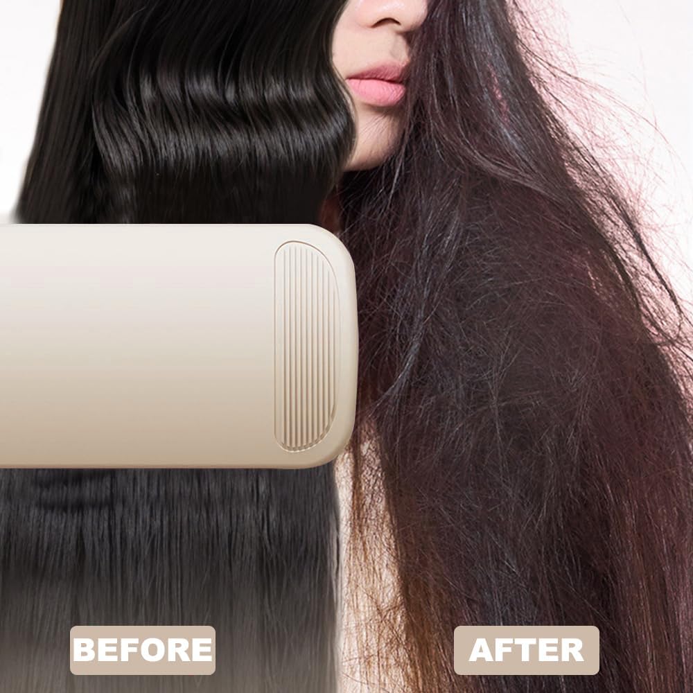 Hair Waver Crimper, 32mm French Wave Curling Iron with 4 Temperature Settings, Anti-Scald Mermaid Curling Wand Hair Waver for Short and Long Hair (Beige)