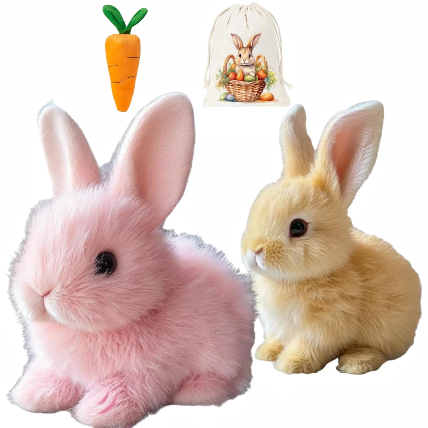 Bunny - My Realistic Bunny Toy Bunby Realistic Bunny Jumping Shaking Ears Easter Gift Bunny Pal with Candy Bag (1pc-Brown)
