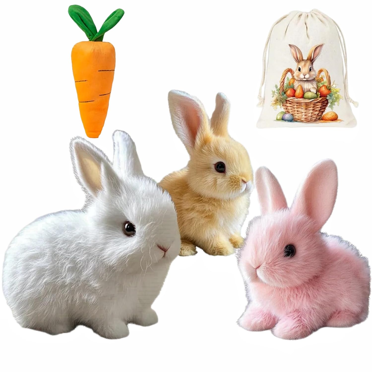 Bunny - My Realistic Bunny Toy Bunby Realistic Bunny Jumping Shaking Ears Easter Gift Bunny Pal with Candy Bag (1pc-Brown)