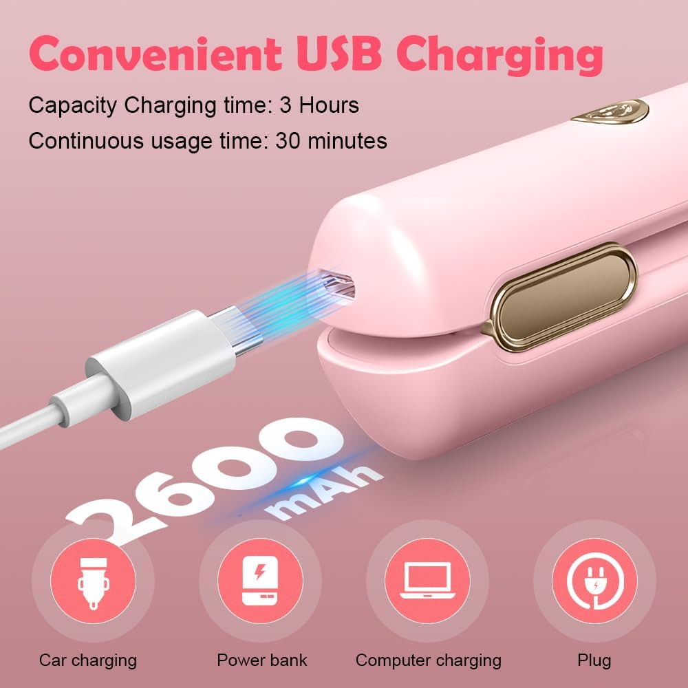 Cordless Hair Straighteners, 2 in 1 Hair Straightener and Curler Mini Portable Wireless Hair Straighteners Curling Iron with 4 Temperature USB Rechargeable Travel Straighteners, Fast Heat Up