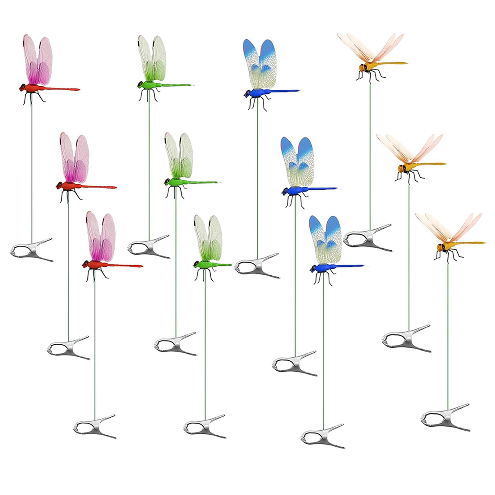 3 Pack Dragonfly Clip,Fake Dragonflies, Humming Bird Stakes Fake, Plastics Dragonfly for Garden Stakes Decor Yard Ornaments for Hat,Deer and Horse,Fly Scare Devices for Indoor Outdoor