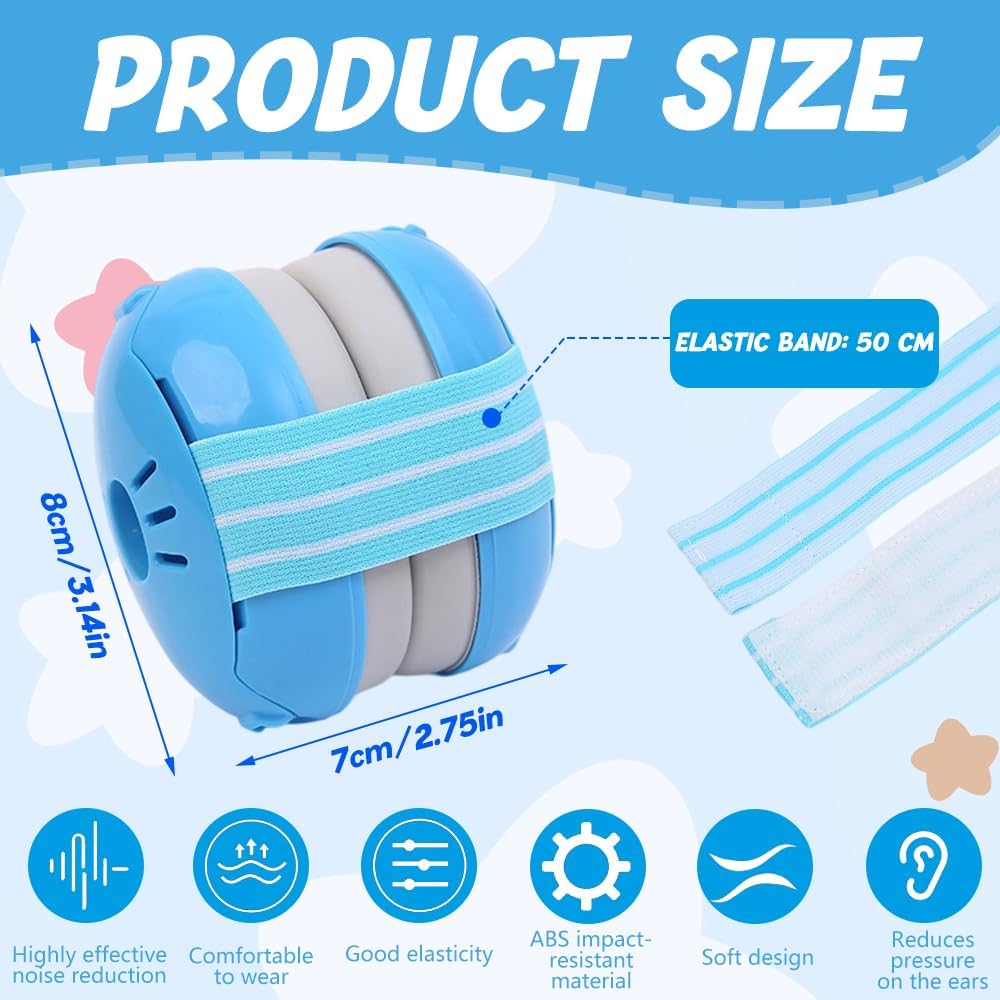 Baby Ear Defenders for 0-36 Months, Baby Earmuffs Hearing Protection for Toddlers, Adjustable Noise Cancelling Headphones Protectors Babies Travel Essentials Ear Muffs for Sleeping Airplane