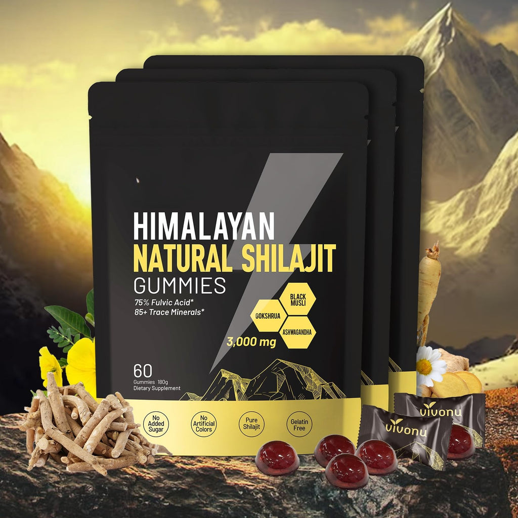 Shilajit* Gummies,Pure Himalayan* micronutrient Supplement, Himalayan Premium Ingredient with Shilajit, Ashwagandha, Gokshura, Fulvic Acid & 85+ Trace Minerals I for Men & Women