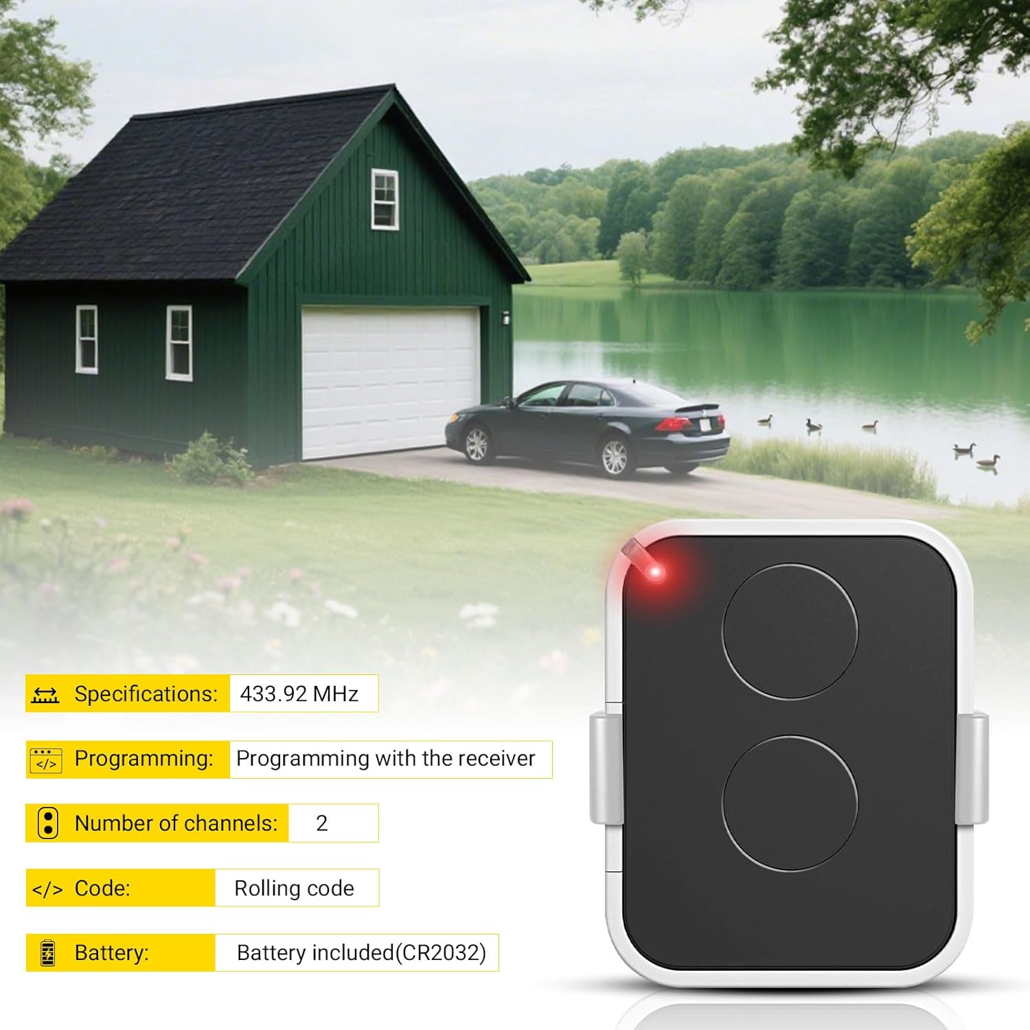 Télécommande Compatible Nice Era ONE2/ON2E/ON4E/ON1E,433,92 MHz Télécommande Porte de Garage,Rolling Code,2 Canaux(Blanc)