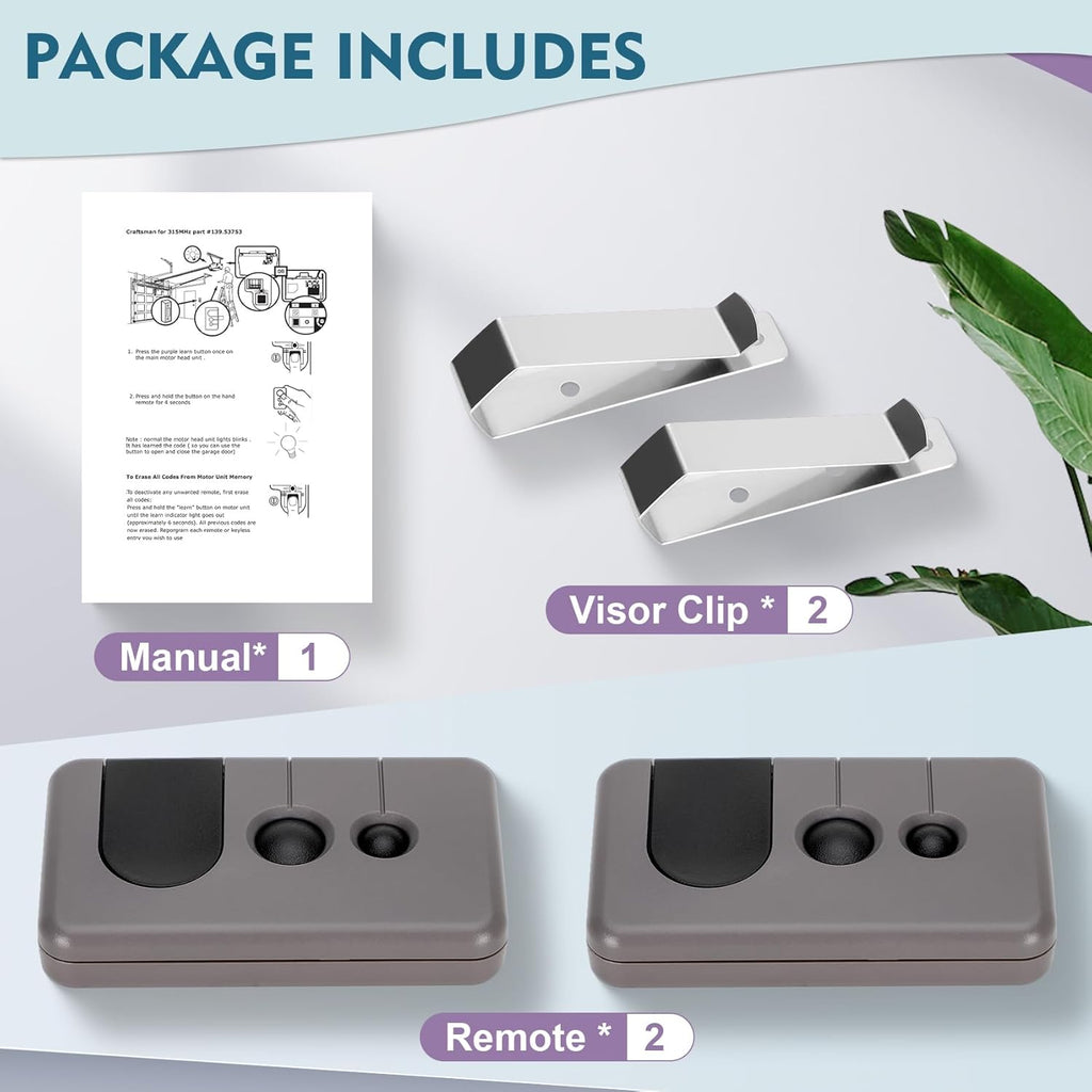 For Sears Craftsman Garage Door Remote 139.53753 53753 139.18191 HBW2028 371LM 373LM 375LM 950CD 953D 956D, Work with Purple Learn Button ONLY(2006-2013)
