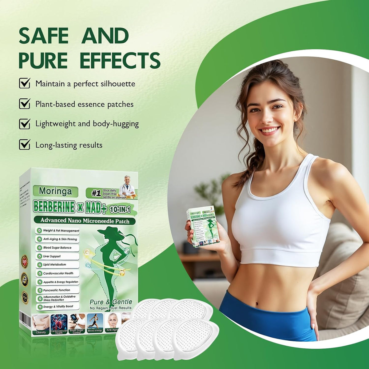 Upgraded Style Moringa 10-in-1 Nano Microdarts Patch, Advanced Moringa Patches, Natural Body Patches for Women and Men - Gentle Formula for All Skin