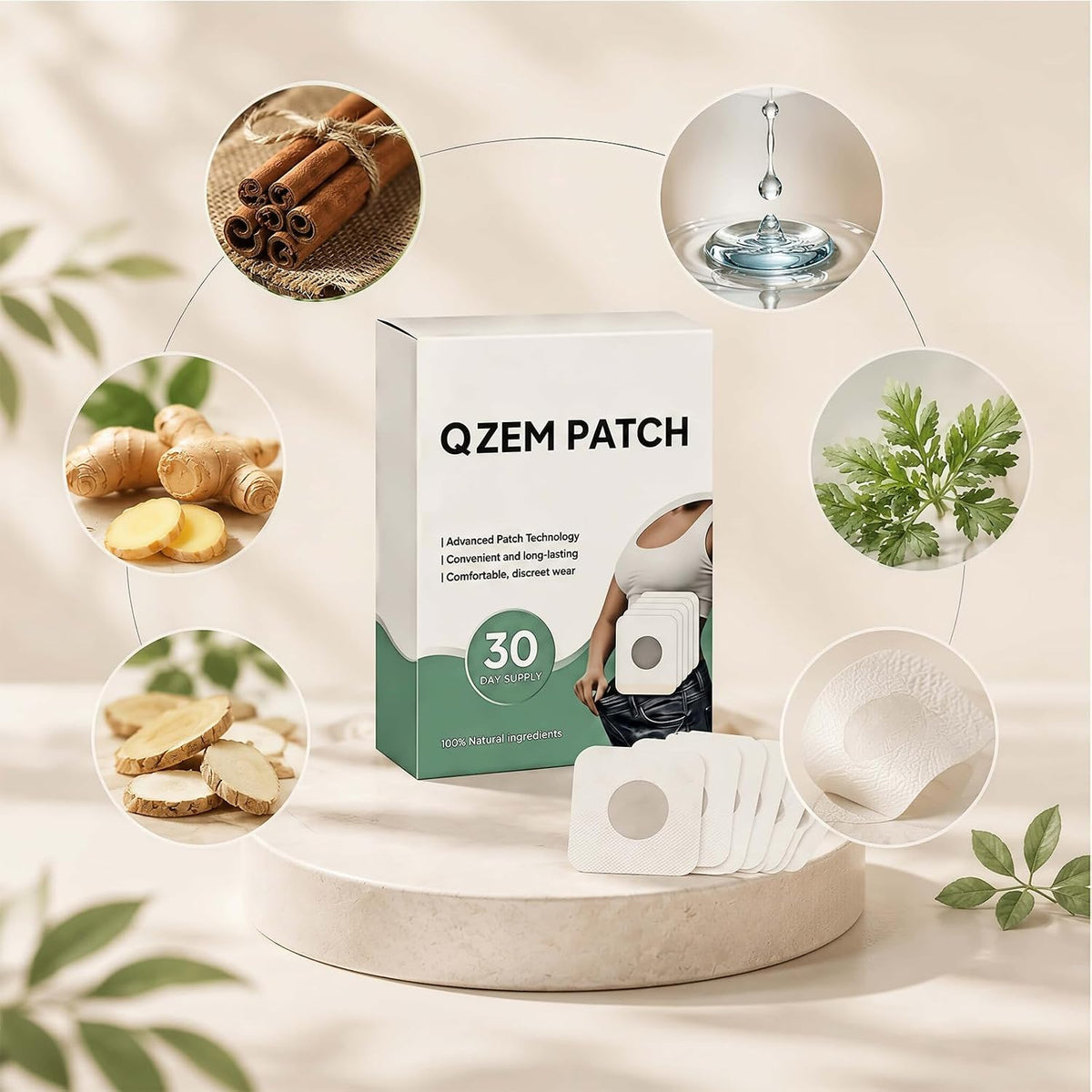 New Rejuvacare Qzem Body Patch, Easy Daily Application, Comfortable & Discreet, Non-Irritating, Gentle & Effective for All Skin Types, 30-Day Supply