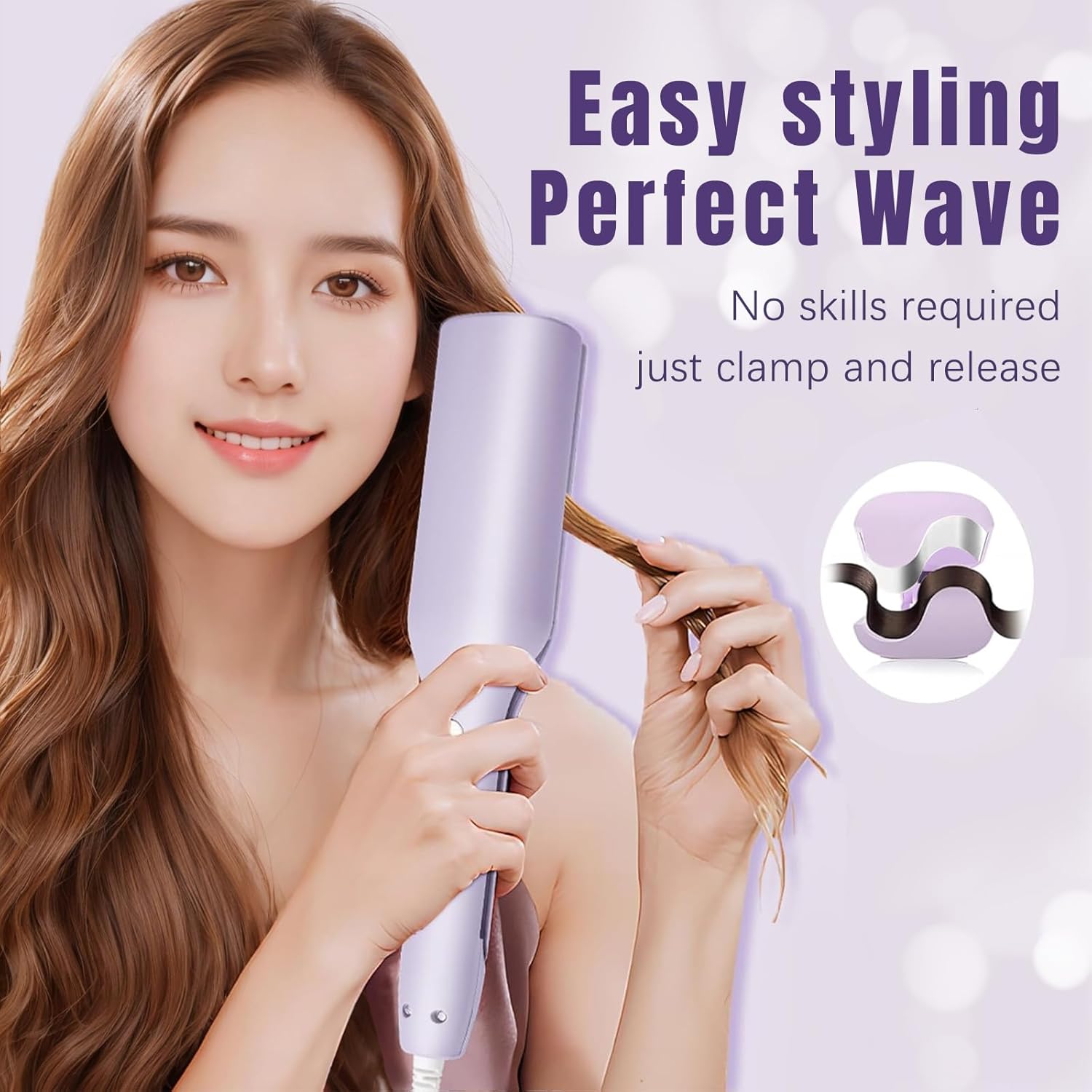 Deep Beach Waver Curling Iron Hair Crimper, Ionic Deep Waver Hair Curler Tool, Beach Waver Curling Wand, Hair Curler and Hot Tools Curling Iron with Ceramic for Short Hair Women