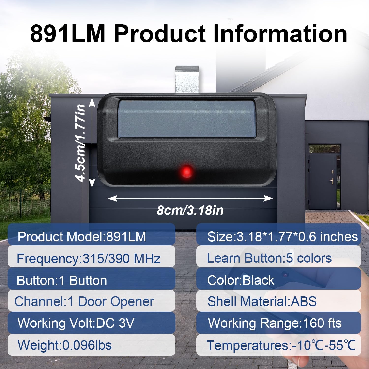 for Chamberlain LiftMaster Craftsman Garage Door Opener Keypad & Remote Universal,891LM with Yellow, Purple, Green, Red/Orange Learn Button, 877max G940EV-P2 CMXZDCG440 971LM 371LM 893lm 373lm 973lm