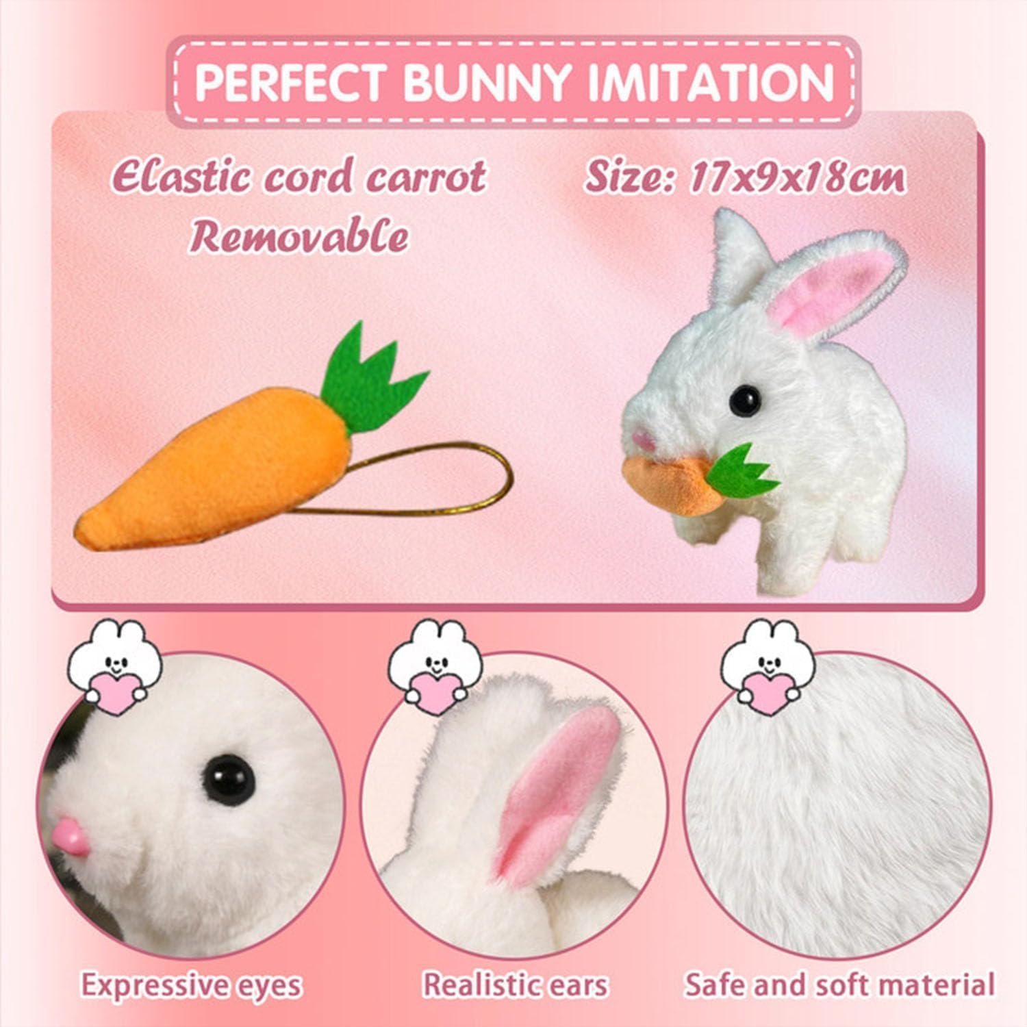 Bunny - My Realistic Bunny Toy Bunby Realistic Bunny Jumping Shaking Ears Easter Gift Bunny Pal with Candy Bag (1pc-Brown)