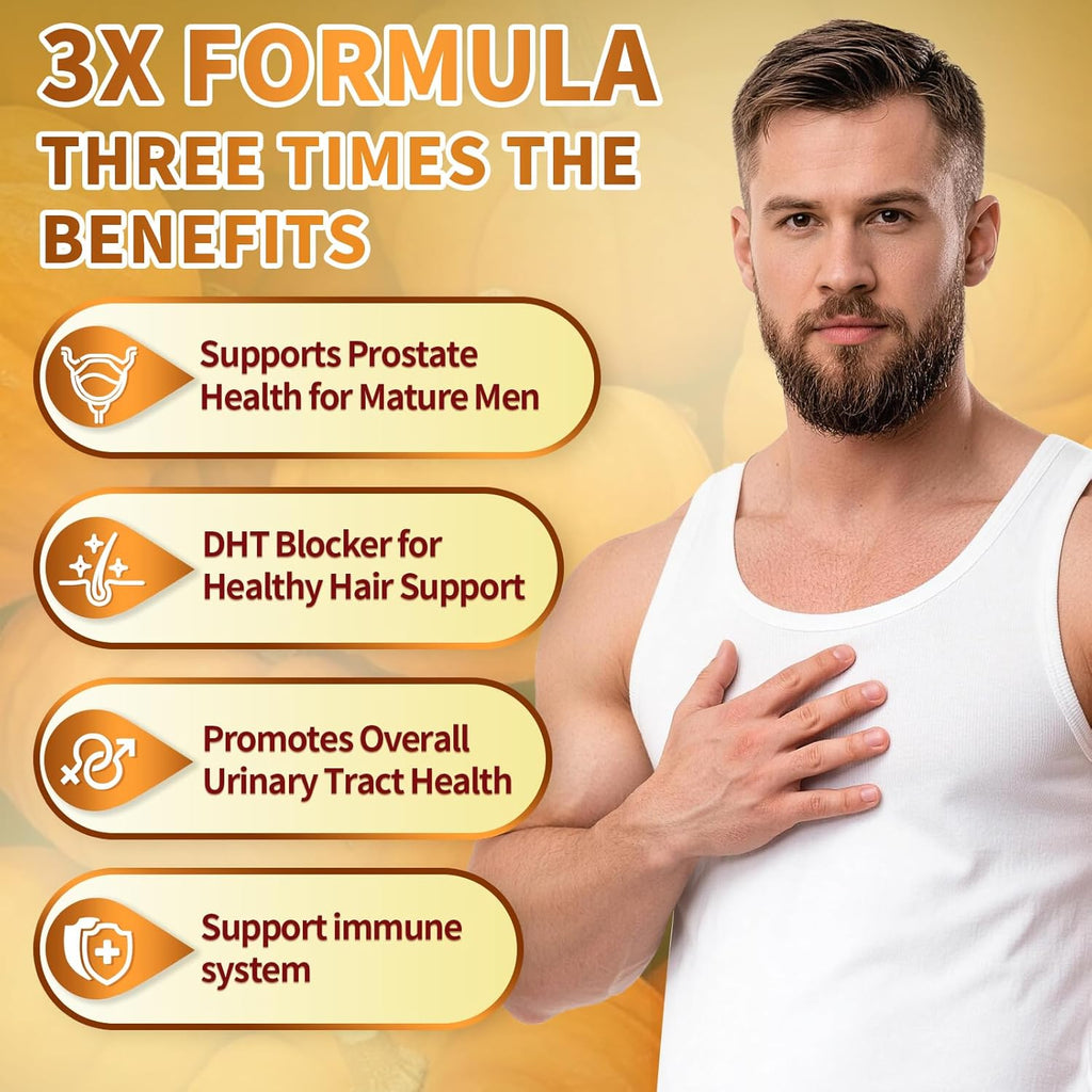 Pumpkin Seed Oil with Saw Palmetto Capsules, 300 Softgels | Organic, Cold Pressed | DHT Blocker | Supports Hair, Urinary, Bladder & Prostate Health | Non-GMO