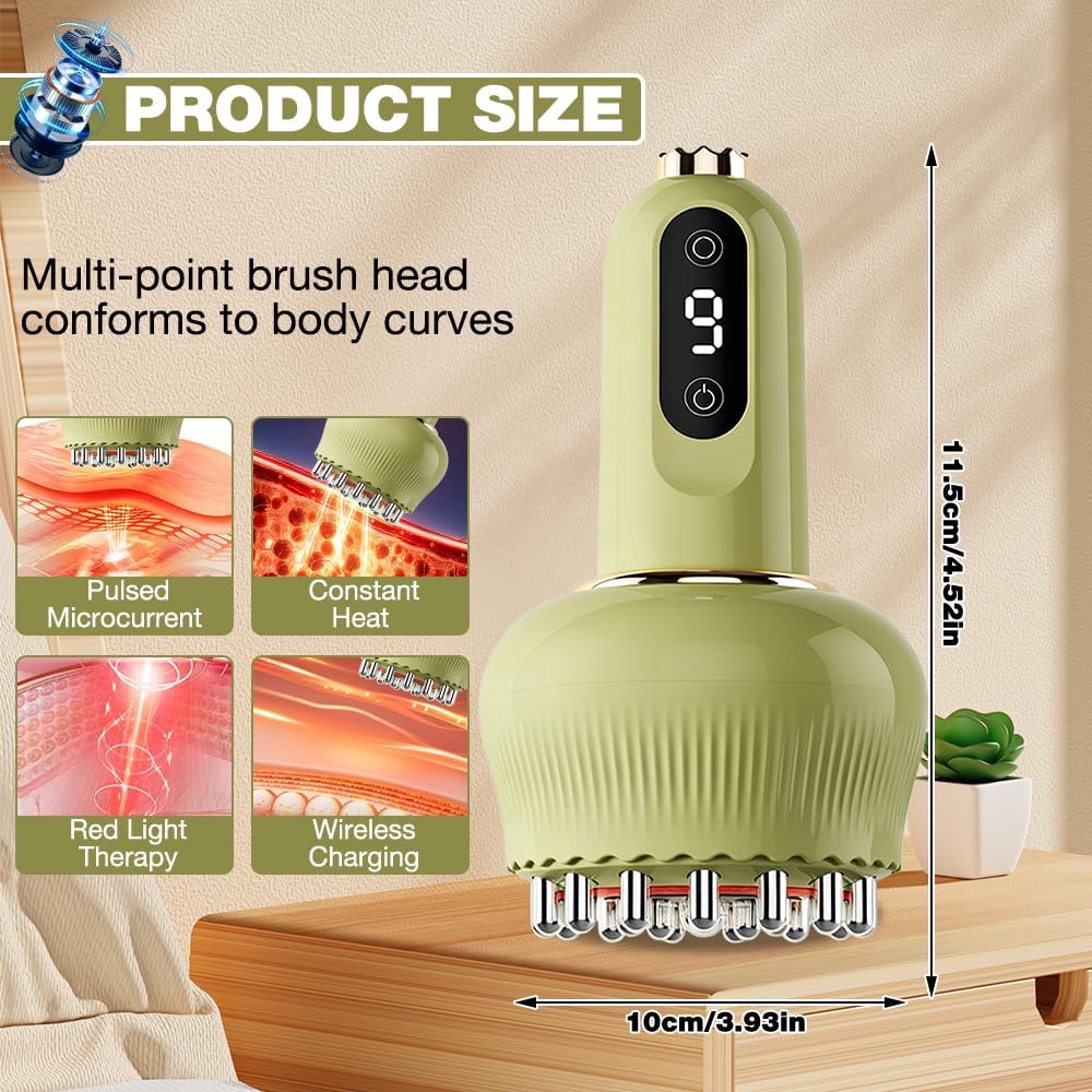 Lymphatic Drainage Massager, Cellulite Massager Tool with 9 Gear Adjustable, Lymphatic Drainage Machine, Body Sculpting and Reduces Stretch Marks, Cellulite Machine for Legs, Arms and Belly (Green)