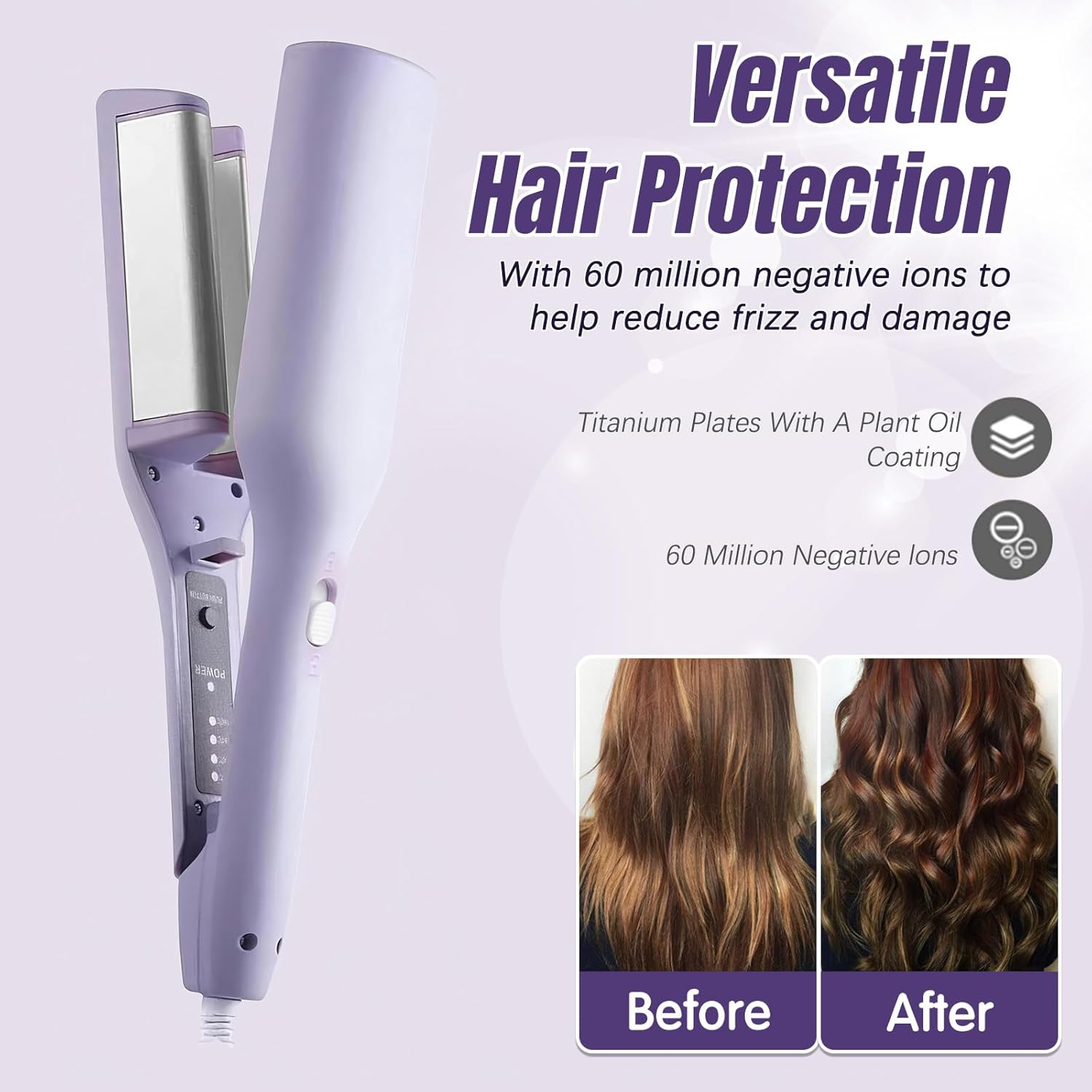 Deep Beach Waver Curling Iron Hair Crimper, Ionic Deep Waver Hair Curler Tool, Beach Waver Curling Wand, Hair Curler and Hot Tools Curling Iron with Ceramic for Short Hair Women