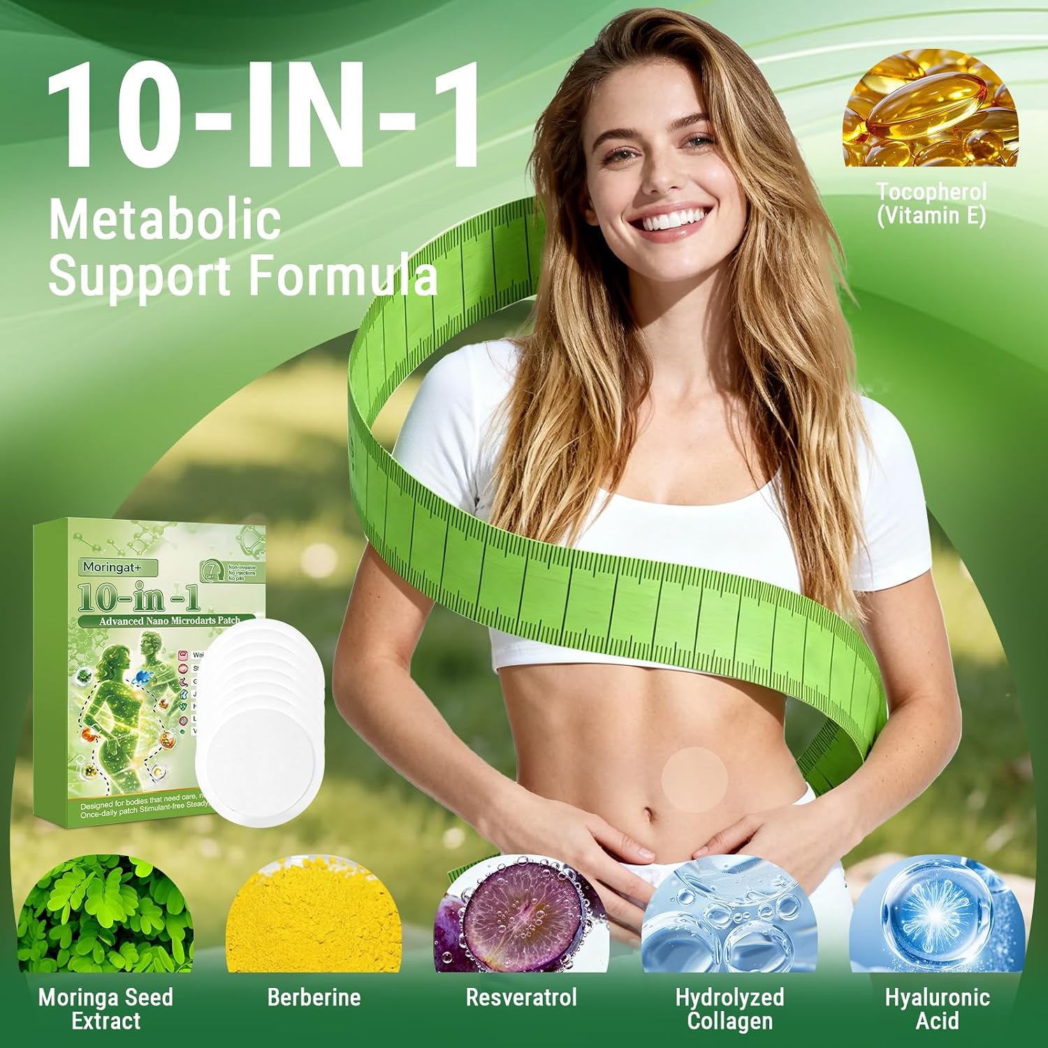 New Upgraded Style Moringa 10-in-1 Nano Microdarts Patch, Advanced Moringa Patches, Natural Body Patches for Women and Men - Gentle Formula for All Skin (4 PCS, 4 Boxes)
