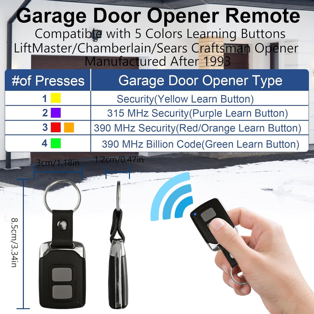 for Chamberlain LiftMaster Craftsman Garage Door Opener Keypad & Remote Universal,891LM with Yellow, Purple, Green, Red/Orange Learn Button, 877max G940EV-P2 CMXZDCG440 971LM 371LM 893lm 373lm 973lm