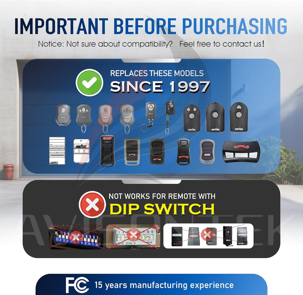 Genie Garage Door Opener Remote Replacement - G3T-A/G3T-R/G3T-BX (1997-Current Models)