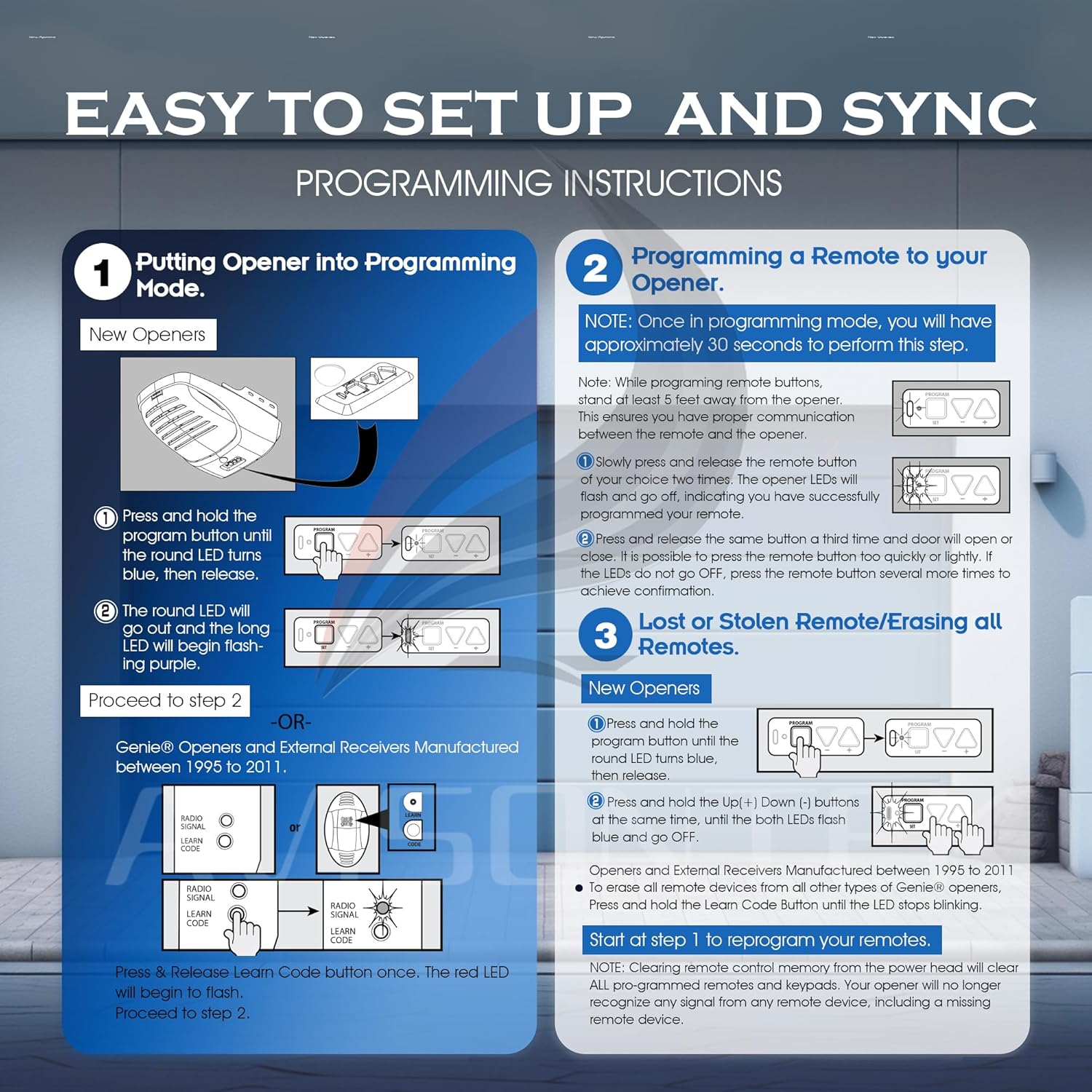 Genie Garage Door Opener Remote Replacement - G3T-A/G3T-R/G3T-BX (1997-Current Models)