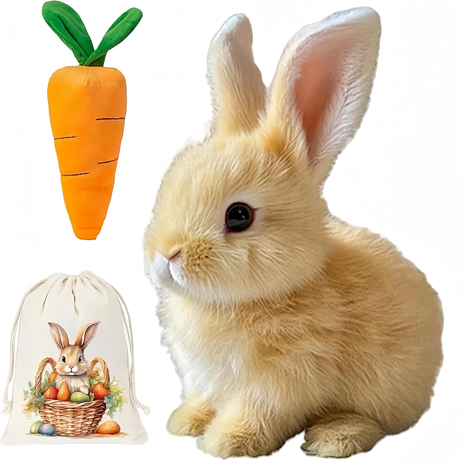 Bunny - My Realistic Bunny Toy Bunby Realistic Bunny Jumping Shaking Ears Easter Gift Bunny Pal with Candy Bag (1pc-Brown)