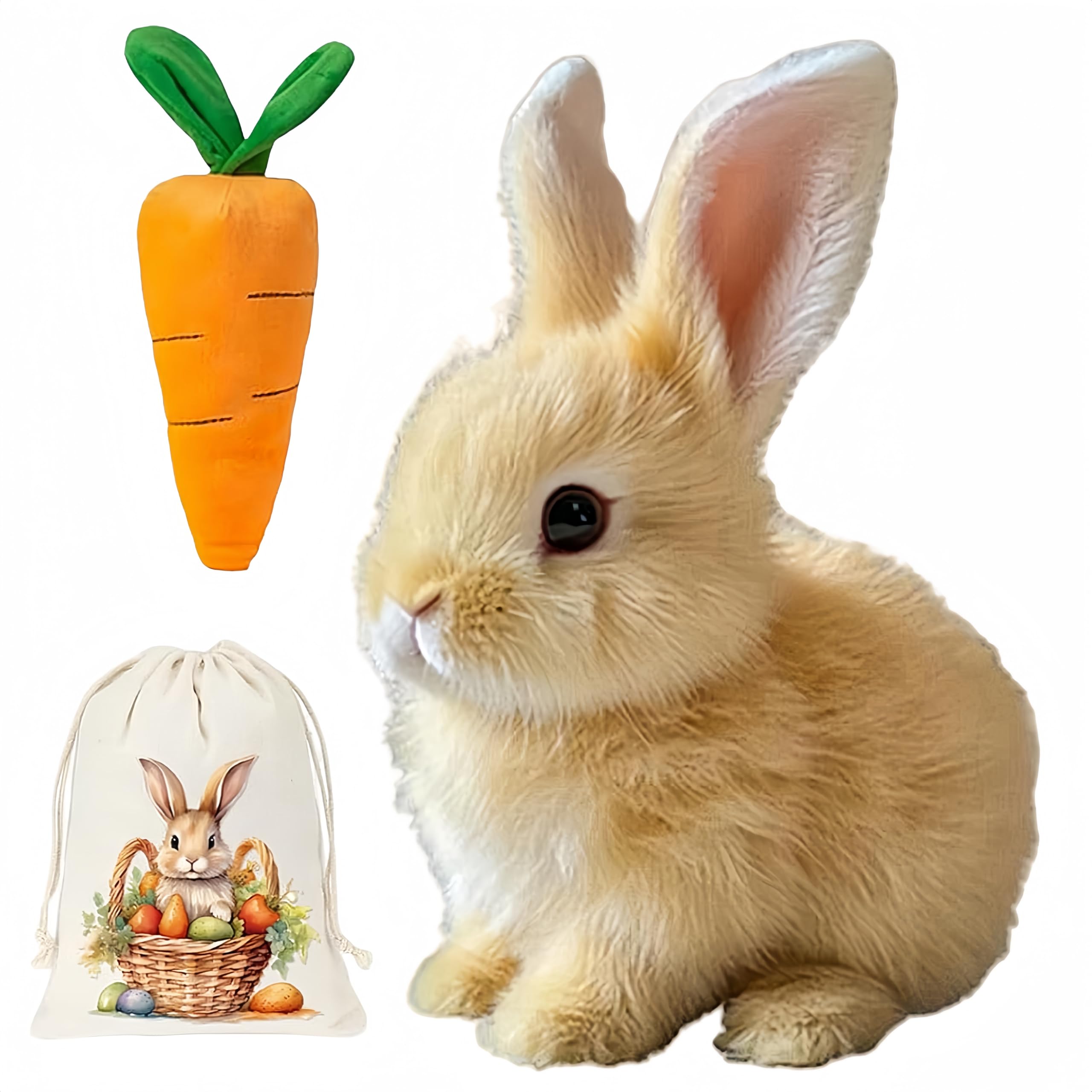Bunny - My Realistic Bunny Toy Bunby Realistic Bunny Jumping Shaking Ears Easter Gift Bunny Pal with Candy Bag (1pc-Brown)
