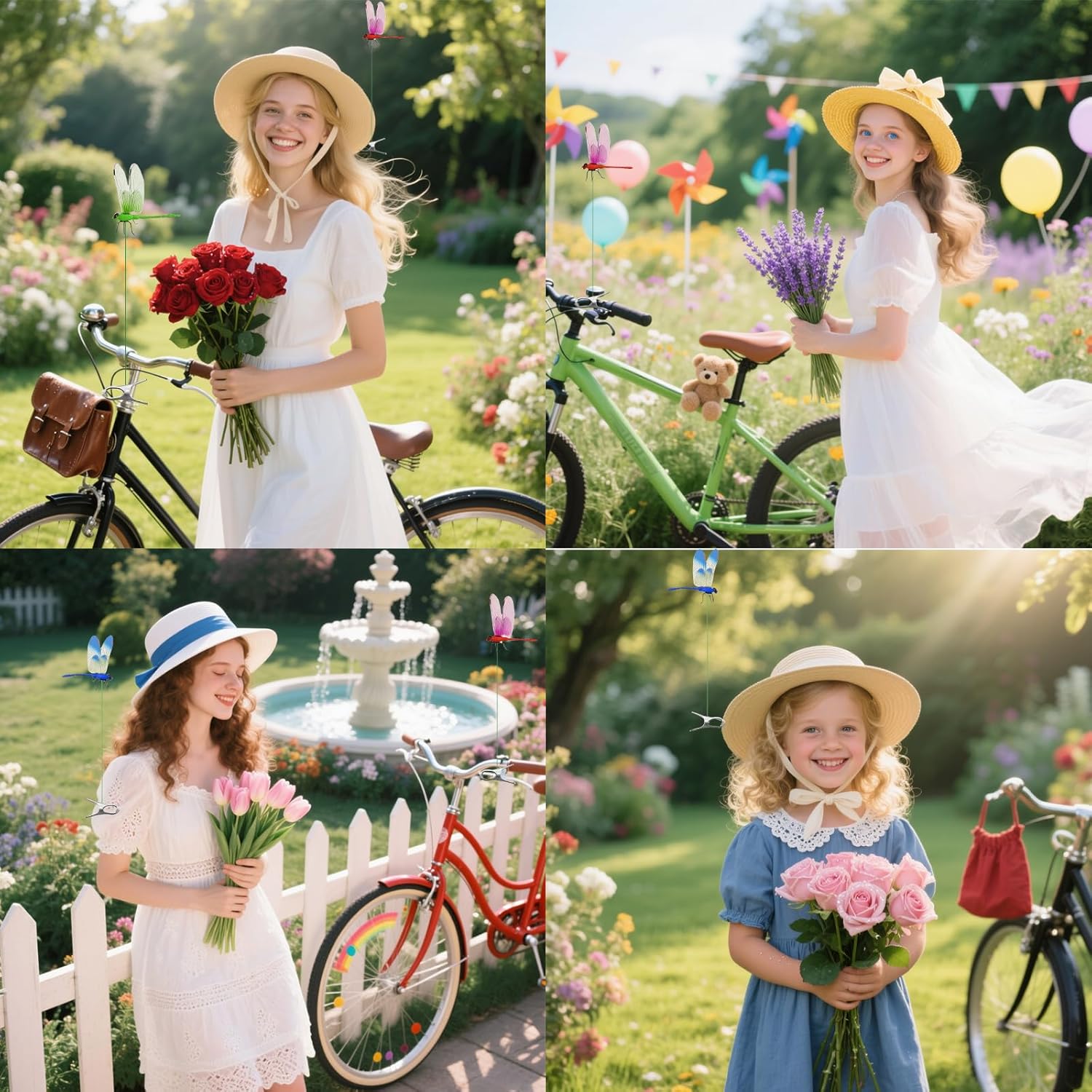 3 Pack Dragonfly Clip,Fake Dragonflies, Humming Bird Stakes Fake, Plastics Dragonfly for Garden Stakes Decor Yard Ornaments for Hat,Deer and Horse,Fly Scare Devices for Indoor Outdoor