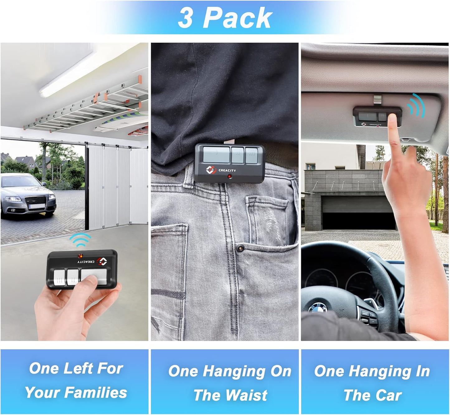 3 Pack for Chamberlain LiftMaster Craftsman Garage Door Opener Remote Universal 893LM 893Max 971LM