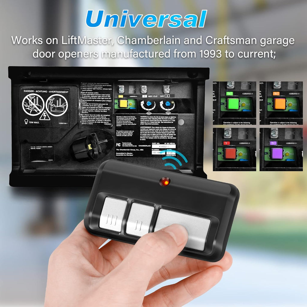 3 Pack for Chamberlain LiftMaster Craftsman Garage Door Opener Remote Universal 893LM 893Max 971LM
