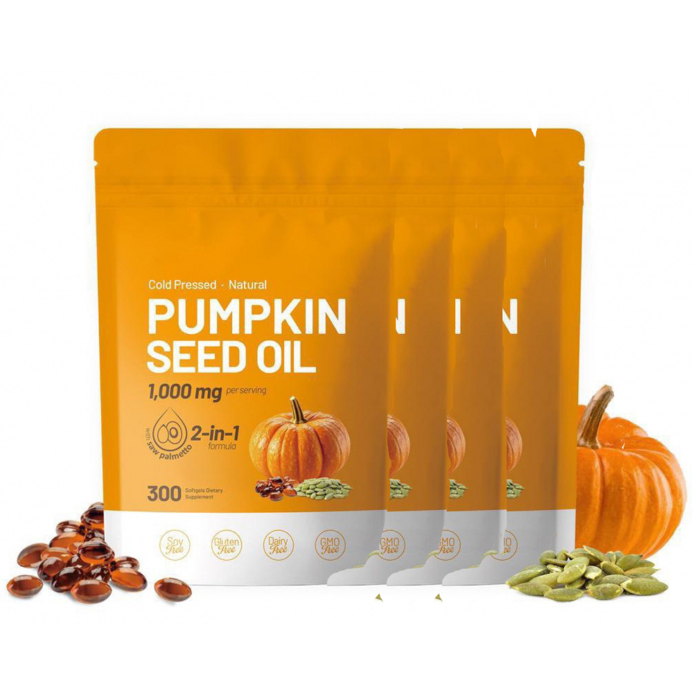 Pumpkin Seed Oil with Saw Palmetto Capsules, 300 Softgels | Organic, Cold Pressed | DHT Blocker | Supports Hair, Urinary, Bladder & Prostate Health | Non-GMO