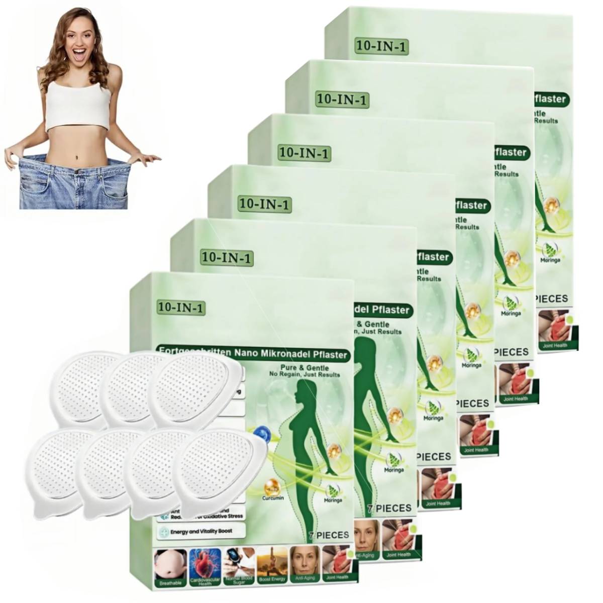 Moringa Berberine Patches Advanced Moringa 10-IN-1 Nano Microdarts Patch Natural Patches for Women Men Gentle Formula for All Skin-Types
