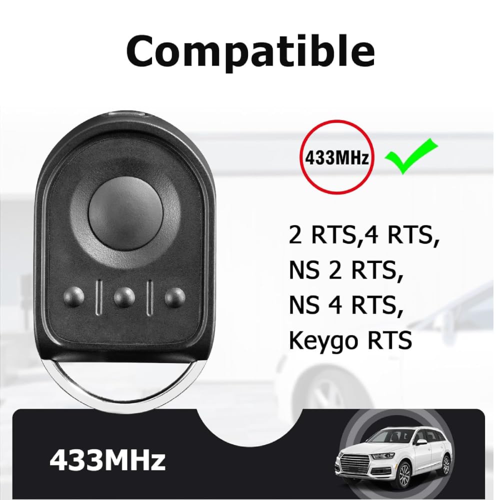 2PCS 433.42MHz Garage Door Opener Remote Control 4-Channel Replacement Remote Control Compatible with 1841064 Kgo 4, Ktis NS 2/4, Ktis 2/4
