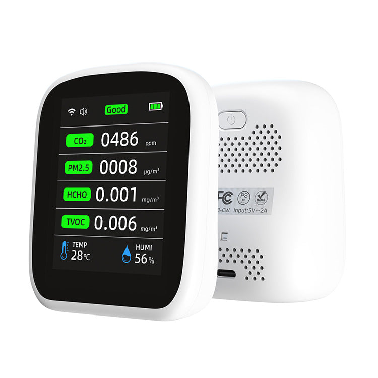 8-in-1 Smart Indoor Air Quality Monitor - WiFi App Control for CO2, PM2.5 & TVOC