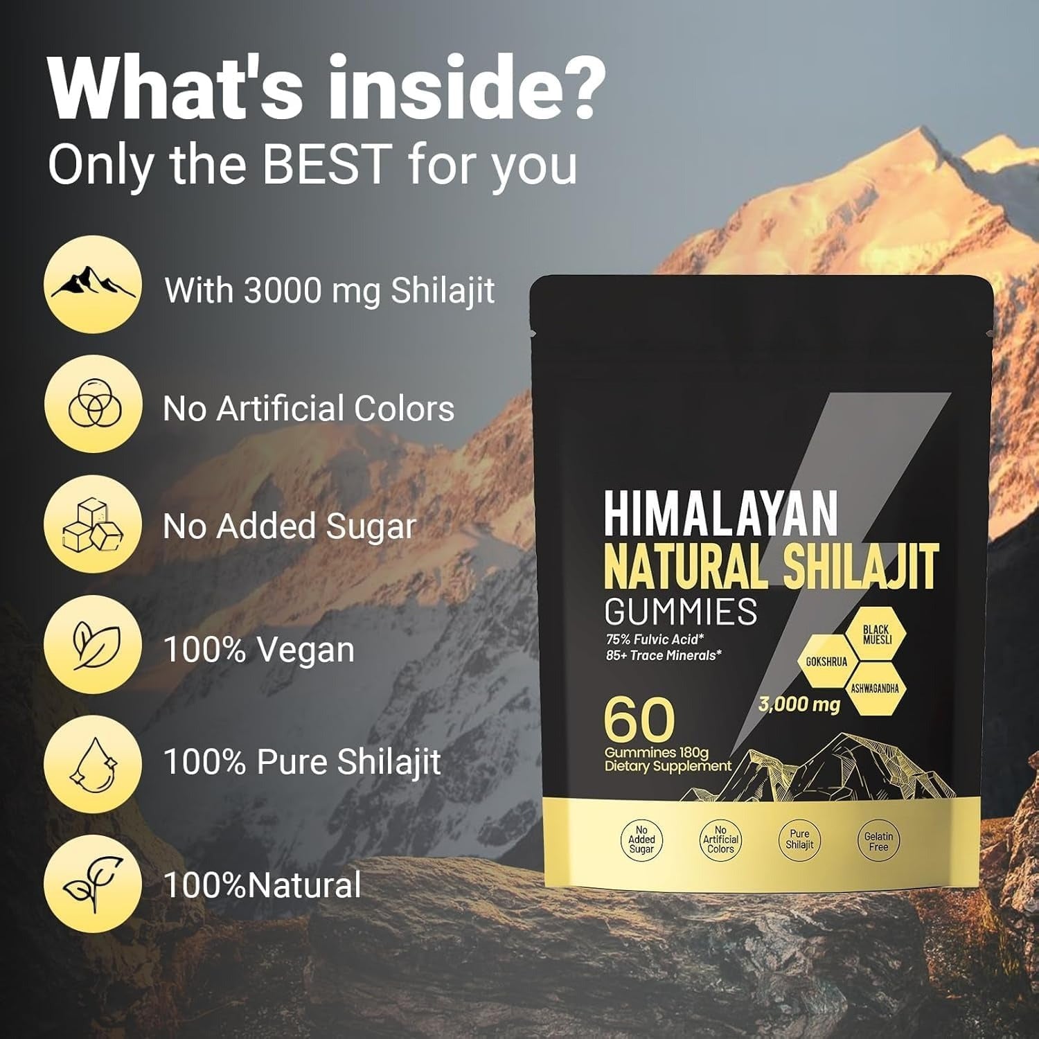 Shilajit* Gummies,Pure Himalayan* micronutrient Supplement, Himalayan Premium Ingredient with Shilajit, Ashwagandha, Gokshura, Fulvic Acid & 85+ Trace Minerals I for Men & Women