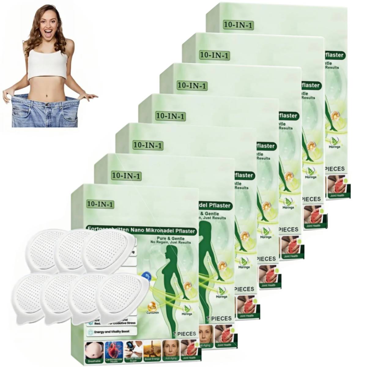 Moringa Berberine Patches Advanced Moringa 10-IN-1 Nano Microdarts Patch Natural Patches for Women Men Gentle Formula for All Skin-Types