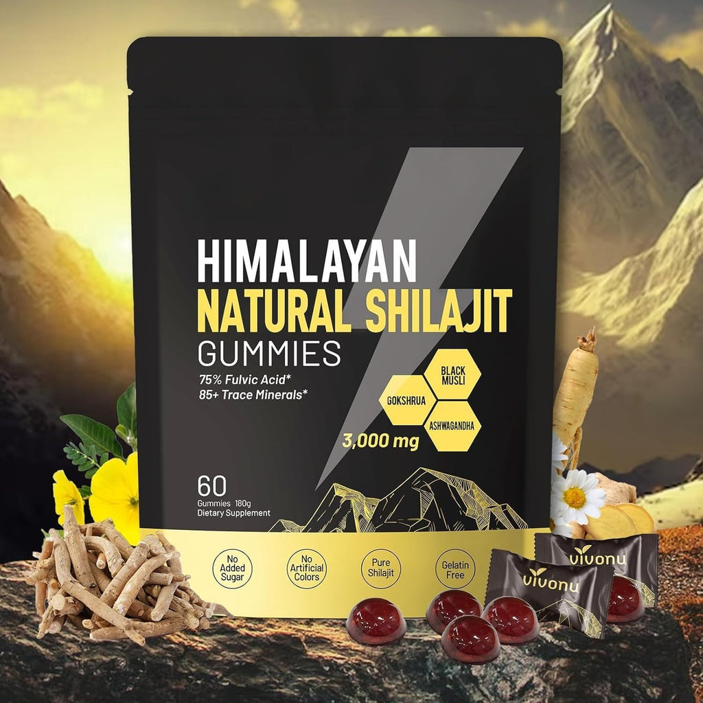 Shilajit* Gummies,Pure Himalayan* micronutrient Supplement, Himalayan Premium Ingredient with Shilajit, Ashwagandha, Gokshura, Fulvic Acid & 85+ Trace Minerals I for Men & Women